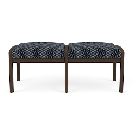 Lesro Lenox Wood 2 Seat Bench Wood Frame, Mocha, RS Night Sky Upholstery LW2001
